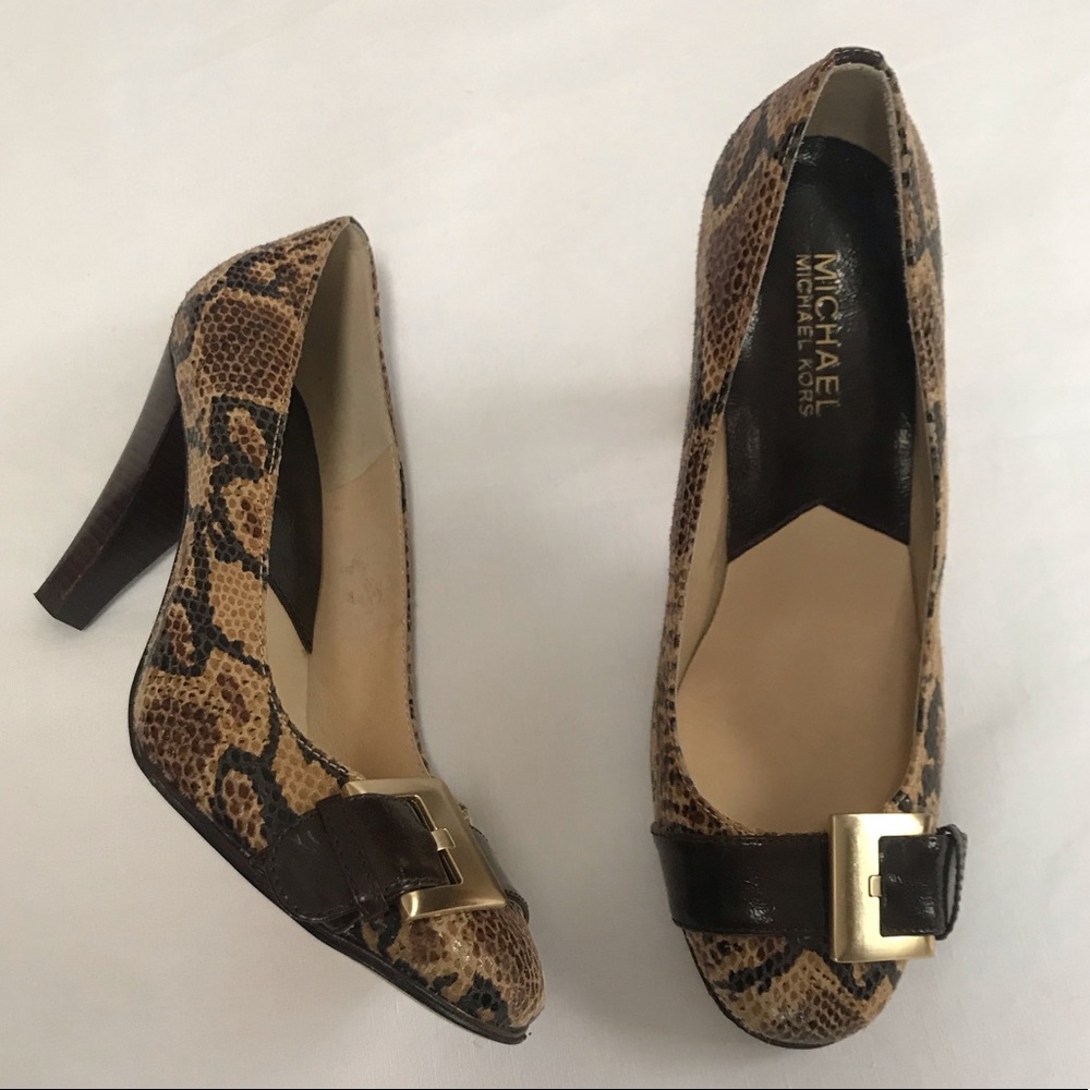 Michael Kors Snakeskin Print Leather Heels